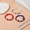 3Pcs 3 Color Evil Eye Lampwork & Glass Seed & Brass Beaded Triple Layer Multi-strand Bracelets Set for Women BJEW-JB09252-2