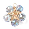 Wire Wrapped Glass Pendants PALLOY-JF01319-02-3