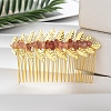 Leaf Natural Strawberry Quartz Chips Hair Combs PW-WG12843-09-1