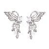 Brass Pave Clear Cubic Zirconia Butterfly Stud Earring Findings KK-N232-450P-1