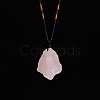 Natural Raw Rose Quartz Nugget Pendant Necklaces PW-WG79580-03-1