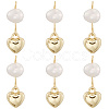 6Pcs Brass & Natural Pearl Heart Pendants KK-BBC0019-31-1