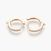 Brass Micro Pave Cubic Zirconia Huggie Hoop Earring Findings KK-O112-13LG-2