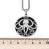201 Stainless Steel Black Enamel Flat Round with Octopus Pendant Necklaces NJEW-K283-31P-4
