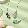 304 Stainless Steel Chain Macrame Pouch Bullet Natural Rose Quartz & Amethyst & Synthetic Turquoise Holder Dowsing Pendulums PALLOY-JF02881-2