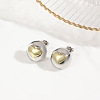 Brass Two Tone Stud Earrings EJEW-S262-10GP-B-1