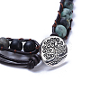 Three Loops Frosted Natural Gemstone Beads Wrap Bracelets BJEW-JB04246-4