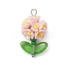 Glass Seed Beaded Flower Pendants X1-PALLOY-MZ00521-01-1