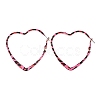 Hollow Heart with Leopard Print Alloy Hoop Earrings EJEW-Z112-01P-2