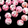 Floral Printed Porcelain Beads X-PORC-Q201-6mm-3-1