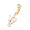 Crystal Rhinestone Butterfly Charm Belly Ring AJEW-F057-16G-1