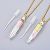 Electroplate Natural Quartz Crystal Perfume Bottle Pendant Necklaces NJEW-I239-01-2