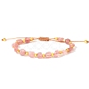 Natural Strawberry Quartz Braided Bead Bracelets PW-WGF95B2-03-1
