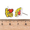 Wood Stud Earrings EJEW-M063-01B-5
