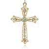 Shining Golden Plated Alloy Rhinestone Cross Big Pendants Necklace Charms RB-J206-28G-1