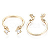 Brass Micro Clear Cubic Zirconia Cuff Finger Rings Setting KK-T056-51G-NF-1