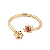 Flower Brass Micro Pave Cubic Zirconia Cup Peg Ring Settings for Half-drilled Beads KK-NH0009-01G-2