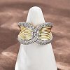 Brass Micro Pave Cubic Zirconia Cuff Rings RJEW-D326-04G-1