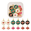 12Pcs 6 Style Golden Plated Brass with Jump Rings Enamel Pendants KK-LS0001-35-1