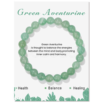 Natural Green Aventurine Beaded Stretch Bracelets PW-WG7FE75-07-1