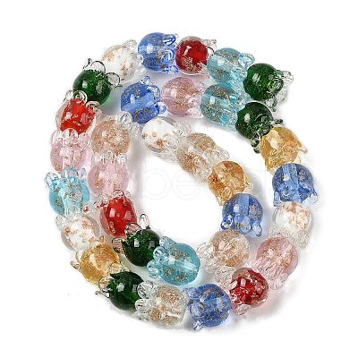 Gold Sand Lampwork Beads Strands LAMP-P069-02A-07-1
