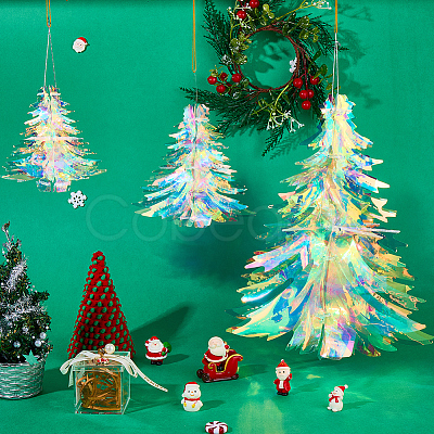 3Pcs 3 Styles Plastic Christmas Tree Pendant Decorations DIY-GF0011-69-1