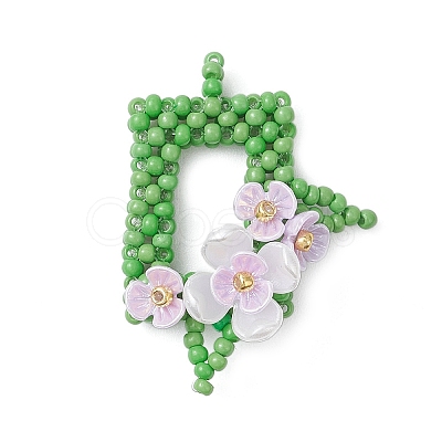 Beaded Rectangle with Flower Charms PALLOY-MZ01144-02-1