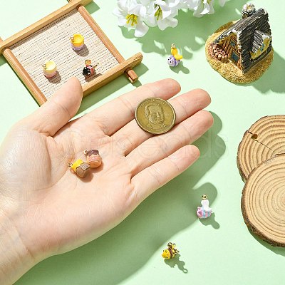 8Pcs 8 Styles Alloy Enamel Pendants ENAM-CJ0007-36-1