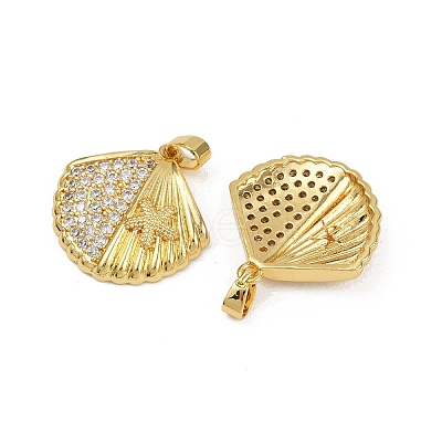 Brass Micro Pave Cubic Zirconia Pendants X-KK-C093-07G-1
