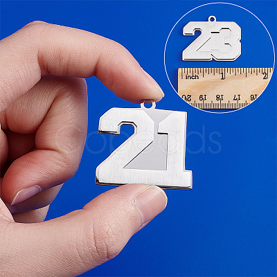 Unicraftale 2Pcs 2 Style Carbon Teel Number Pendants FIND-UN0001-55-1