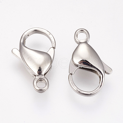 Tarnish Resistant 304 Stainless Steel Lobster Claw Clasps Hand Polished STAS-I082-14P-03-1