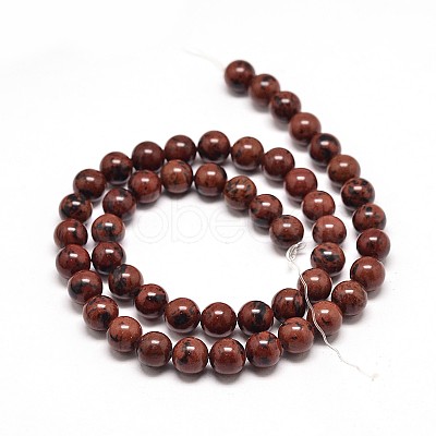 Natural Mahogany Obsidian Round Bead Strands G-P072-44-4mm-1