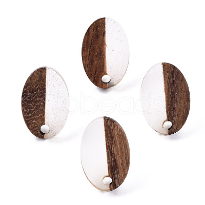 Resin & Walnut Wood Stud Earring Findings MAK-N032-004A-A01-1