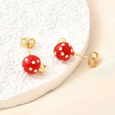 Brass Enamel Stud Earrings EJEW-F372-01B-G-1