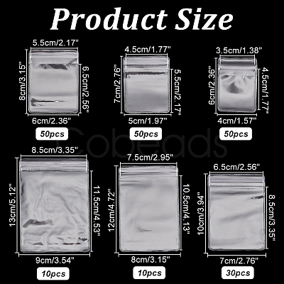 Nbeads 6 Styles PVC Anti Oxidation Zip Lock Bags CON-NB0002-09-1