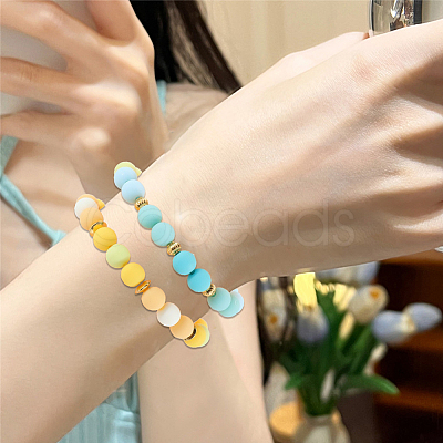 500Pcs Rubberized Style Imitated Silicone Acrylic Beads MACR-SP0001-07F-1
