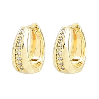 Brass Micro Pave Cubic Zirconia Hoop Earrings KK-CBAD104-04G-A-1