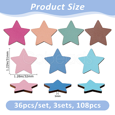 3Sets Dyed Wooden Decotations AJEW-FH0007-73-1