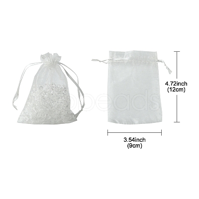 40Pcs 4 Colors Organza Bags Jewellery Storage Pouches Wedding Favour Party Mesh Drawstring Gift OP-FS0001-03B-1