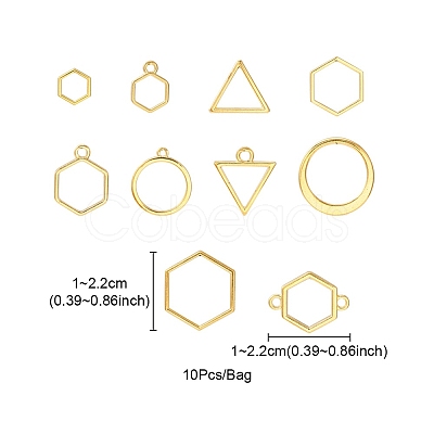 10Pcs Alloy Open Back Bezel Pendants and Links PALLOY-YWC0002-01G-1