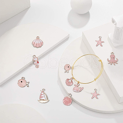 Ocean Theme Alloy Enamel Pendants ENAM-BC0001-04-1