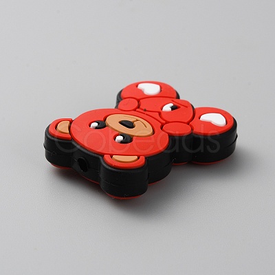 Bear Food Grade Eco-Friendly Silicone Beads SIL-WH0012-038B-1