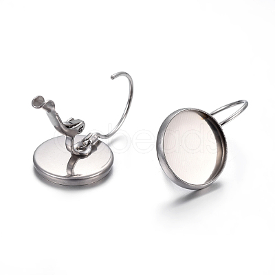 Tarnish Resistant 304 Stainless Steel Leverback Earring Settings X-STAS-F191-03P-12mm-1