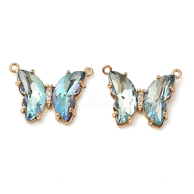 Brass Pave Faceted Glass Connector Charms FIND-Z020-03M-1