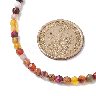 Faceted Round Natural Agate(Dyed & Heated) Beaded Necklaces for Women NJEW-JN04659-03-1