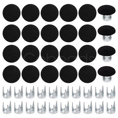 24 Bags Flat Round Cloth Cap Nail Buttons BUTT-BC0001-21A-1