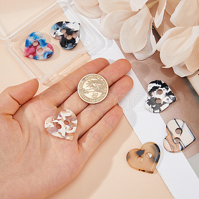 6Pcs 6 Colors Cellulose Acetate Buttons BUTT-HS0001-06-1