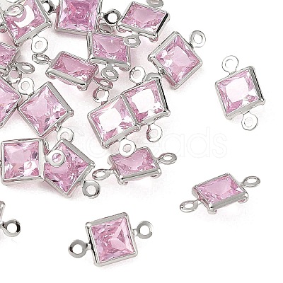 SHEGRACE Brass Pave Cubic Zirconia Square Connector Charms XGRQ2O264-440E-P-1