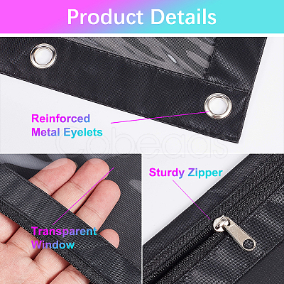 2Pcs 2 Colors Oxford Cloth with Alloy Pen Cases for 3-Ring Binder AJEW-CP0007-98-1
