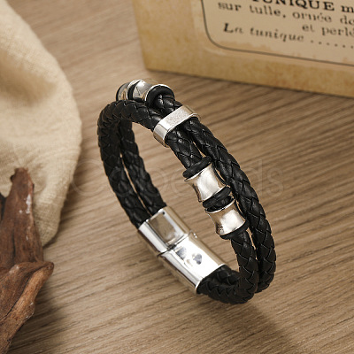 Imitation Leather Double Layer Multi-strand Bracelets PW-WG33153-02-1